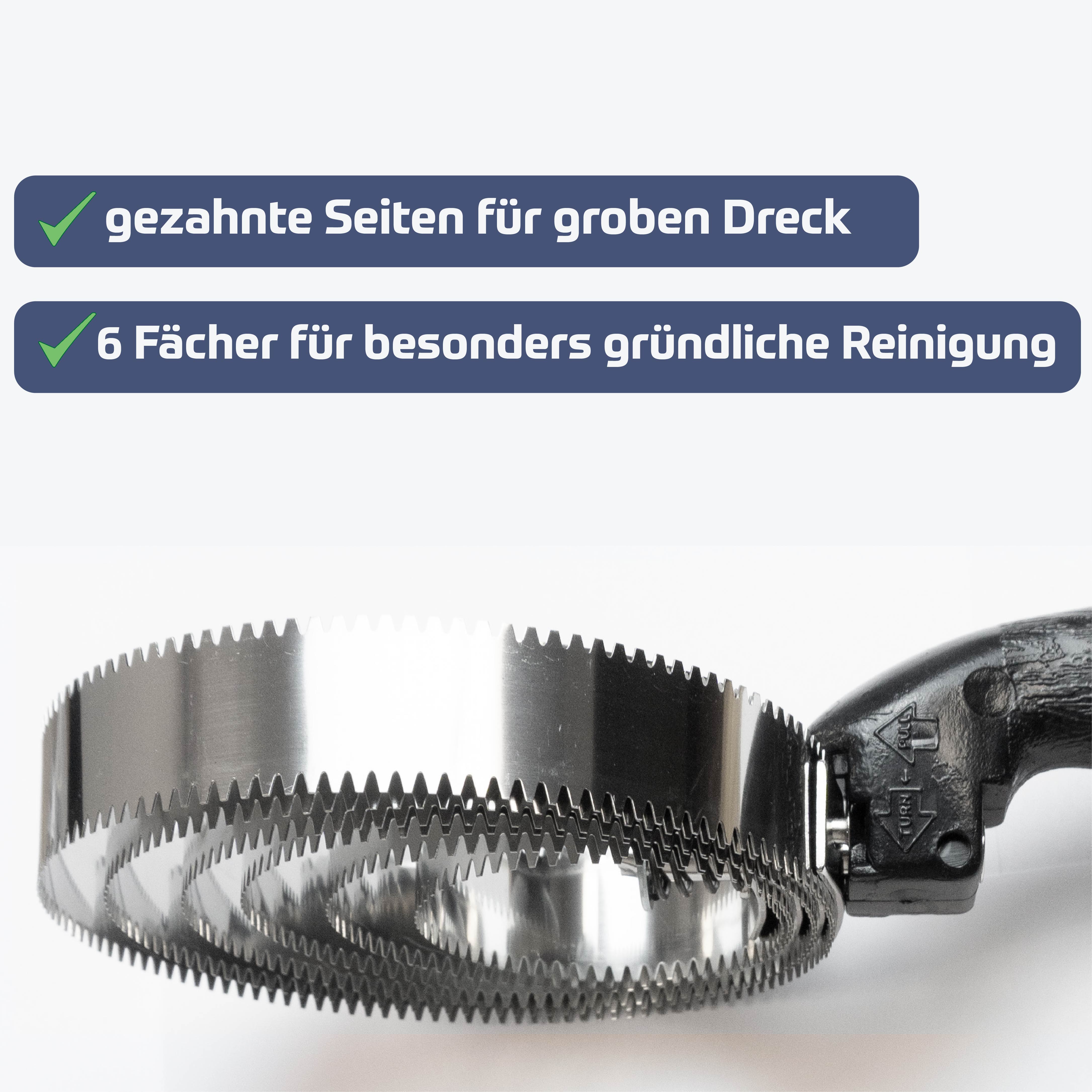 Federstriegel mit Griff, 6 lagiger Metallstriegel